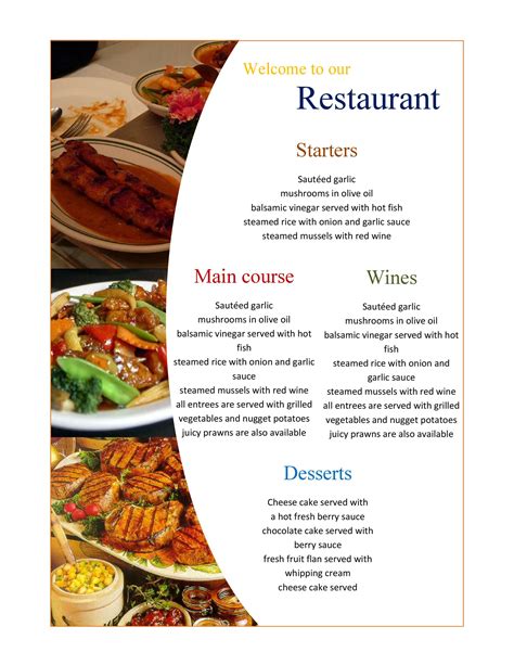 Free Printable Restaurant Menu Templates