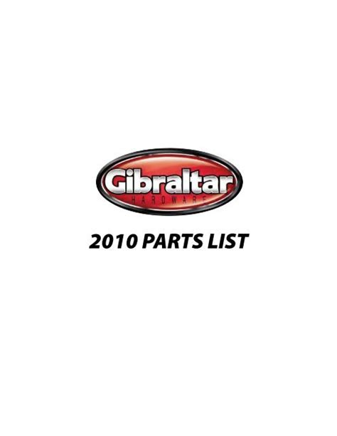 2010 PARTS LIST - Gibraltar Hardware