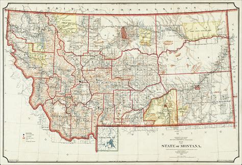 Historical Map State of Montana 1897 Photograph by Carol Japp - Pixels