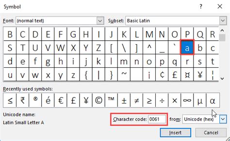 Symbol dialog box in PowerPoint