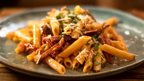 Crispy Salami and Olive Tomato Pasta - Easy Meals with Video Recipes by ...