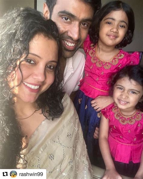 R Ashwin with his wife Prithi Narayanan and their two daughters ...