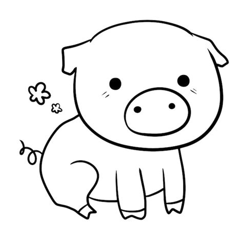 Premium Vector | Pig cartoon doodle kawaii anime cute coloring page