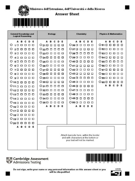 Imat Answer Sheet Sample | PDF | Science | Observation