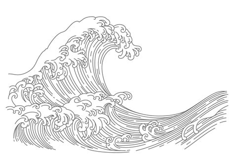 Japanese wave line art vector illustration. 3349095 Vector Art at Vecteezy