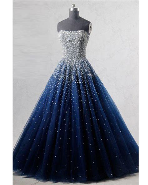 New Sparkle Princess Prom Dress Dark Royal Blue Cinderella ball gown L ...