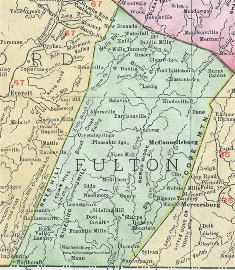 Fulton County, Pennsylvania 1911 Map by Rand McNally, McConnellsburg, PA