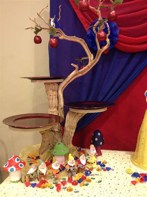 Snow White party cupcake and candy table. I love the branches turned ...