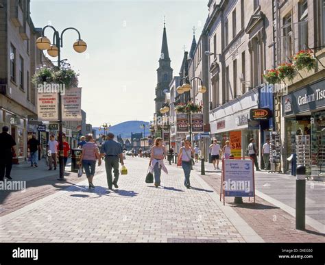 Inverness city centre main street shopping area,inverness,scottish ...