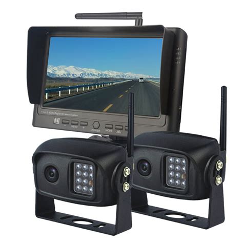 7 Inch Wireless Rear View System With 2 Backup Cameras Setup