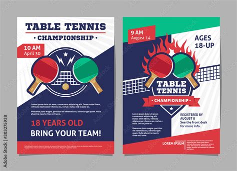 Table Tennis, Ping Pong Championship Posters, Flyer with Table Tennis ...