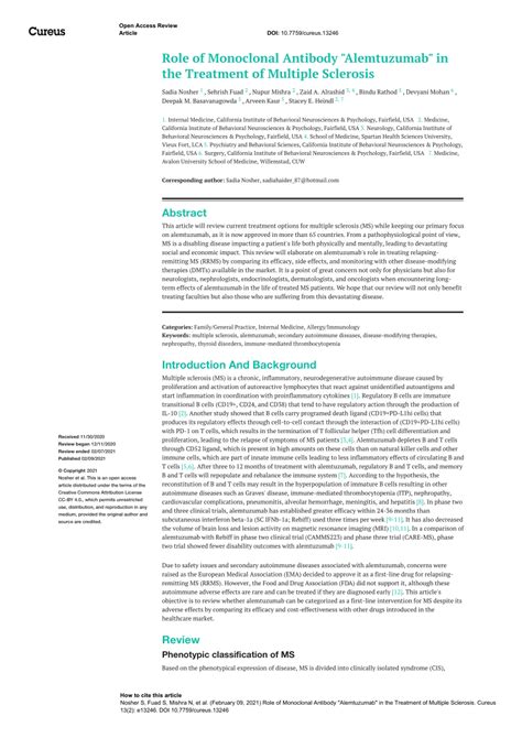 (PDF) Role of Monoclonal Antibody "Alemtuzumab" in the Treatment of ...