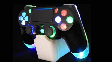 Custom Controller PS4 LED Mod Gamepad with RGB Slow LED & Gloss Black ...