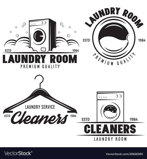 vector set of laundry logos emblems and design elements. logotype ...