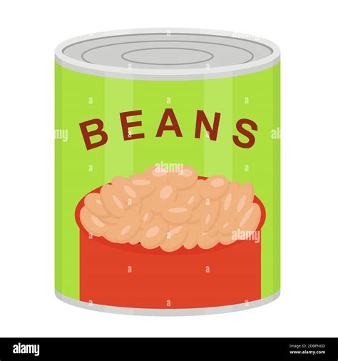 Tin can with canned baked beans. Vector flat illustration Stock Vector ...