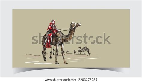 Desert Camel Drawing Artvector Illustration Stock Vector (Royalty Free ...