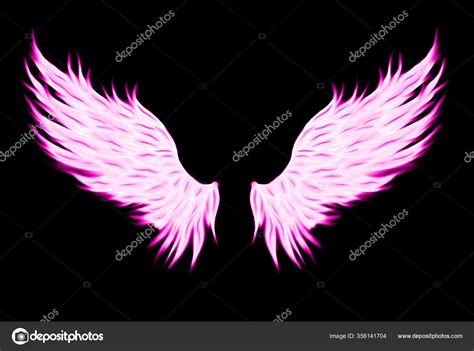 Pink Angel Wings Illustration Isolated Black Background Stock Photo by ...