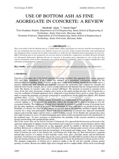 Use of Bottom Ash As Fine Aggregate in Concrete A Review Ijariie3297 ...