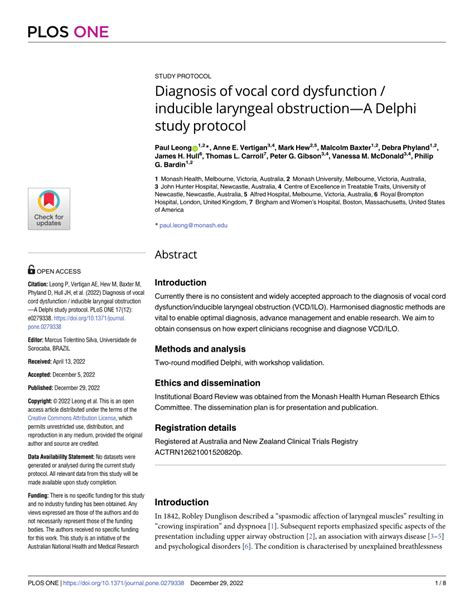 (PDF) Diagnosis of vocal cord dysfunction / inducible laryngeal ...