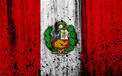 Descargar fondos de pantalla Bandera peruana, 4k, el grunge, la bandera ...