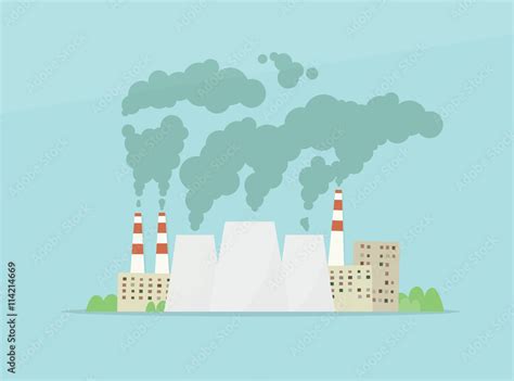 cartoon vector factory. air pollution Stock Vector | Adobe Stock