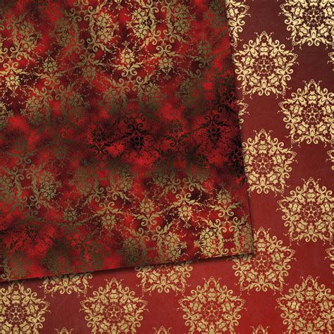 Red Scrapbook Paper Damask Digital Paper Red and Gold - Etsy