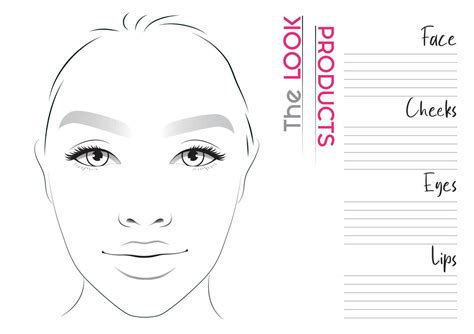 Realistic Makeup Artist Face Chart Blank Template. Vector Illustration ...