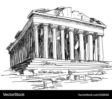 Greece parthenon sketch Royalty Free Vector Image