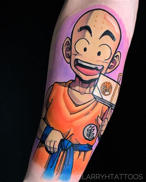 Krillin tattoo from the other day. Start of a happier DBZ sleeve. # ...