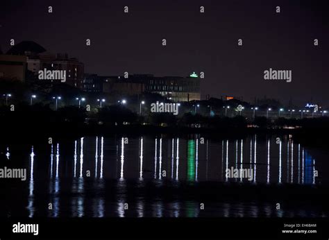 A view of Chennai city from Napier bridge with reflections in Coovum ...