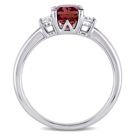 Cushion Pink Tourmaline & Diamond 3 Stone Ring 14k White Gold 1.85ct ...