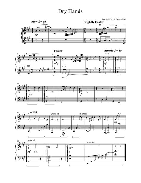 Dry Hands – C418 Sheet music for Piano (Solo) | Musescore.com