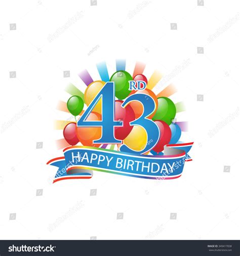 43rd Colorful Happy Birthday Logo Balloons Stock Vector (Royalty Free ...