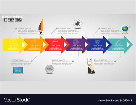 Timeline infographics design template with 12 Vector Image