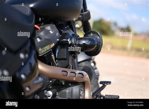 Black Harley Davidson Fatbob Stock Photo - Alamy