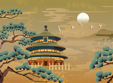 Chinese style beijing temple of heaven illustration illustration image ...