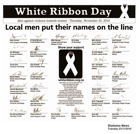 Newspaper Pledge | White Ribbon New Zealand