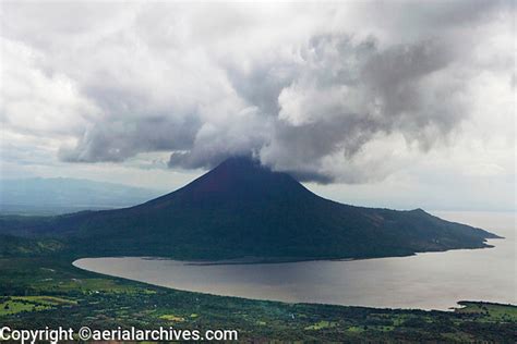 aerial photograph of the Momotombo volcano and Lago de Managua ...