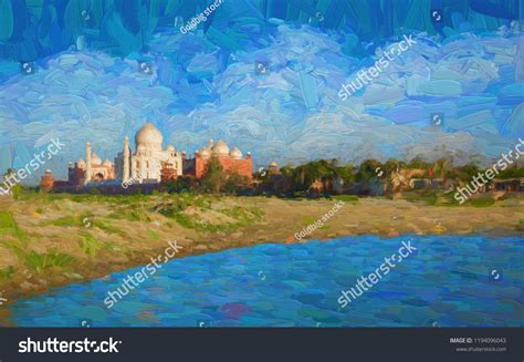 Behind Taj Mahal There Yamuna River Stock Illustration 1194096043 ...