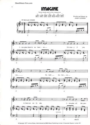 Imagine - John Lennon Free Piano Sheet Music PDF