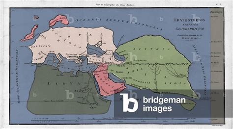 19th-century reconstruction of Eratosthenes' map of the known world, c ...