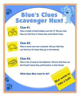 Blue's Clues Scavenger Hunt | Blues clues, Clue party, Blue's clues ...