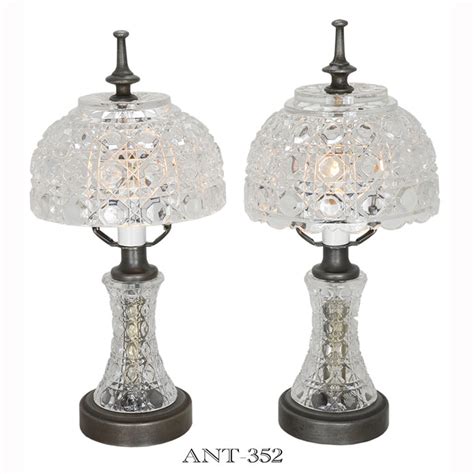 Pair of Small Petite Vintage Glass Table Lamps Bedroom Nightlights (ANT ...