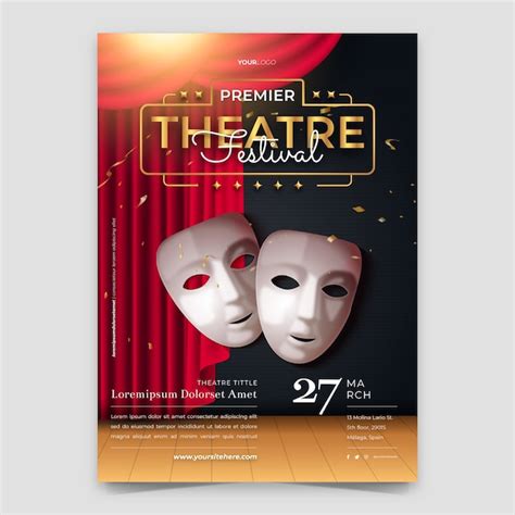 Free Vector | Realistic theatre show poster template