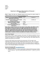 Expt. 4 Williamson Ether Synthesis mini lab report.docx - Name: Section ...