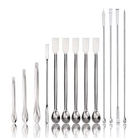 14Pcs Stainless Steel Lab Spatula Micro Scoop Reagent Laboratory Mixing ...