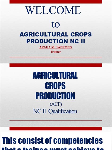 Welcome To: Agricultural Crops Production NC Ii | PDF | Educational ...