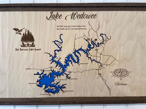 Lake Map Custom Lake MapLake House decorLake Wedowee | Etsy