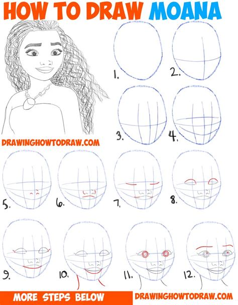 How to Draw Moana Easy Step by Step Drawing Tutorial for Kids and ...