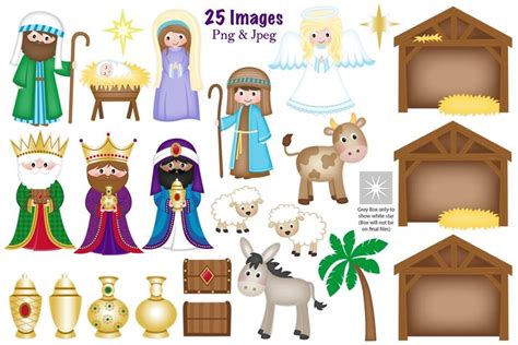 Christmas Nativity Clipart & Paper | Christmas nativity scene, Nativity ...